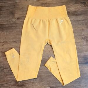 Gymshark Smiley Yellow Seamless High-Waist Gym Leggings - Medium